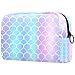 Grande trousse de toilette de voyage tendance - Dégradé de couleur rose et bleu - Motif écailles de sirène