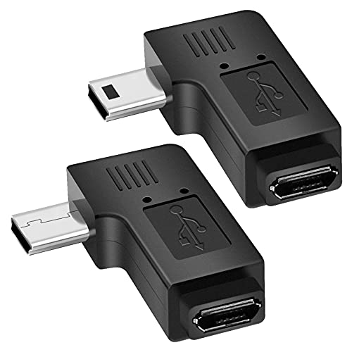 UCEC USB 2.0 Adapter Plug - Left and Right Angle Mini to Micro - Male to Female - Pack of 2