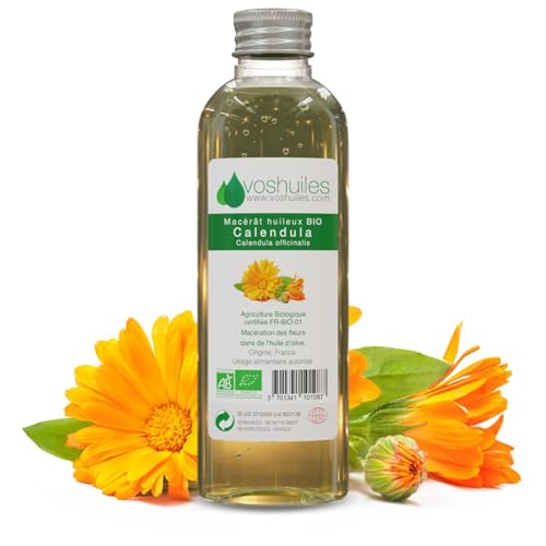VOSHUILES - Macérât Huileux BIO de Calendula 50ml - Huile de Soin Naturelle pour Peau Sensible- Hydratation et Réparation- Cosmétique Vegan et Écologique