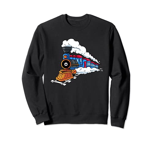 Steam Locomotive Train Gift for Kids Railroad Conductor Sweatshirt, Black