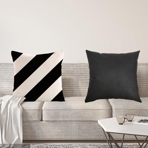 JazRvr Outdoor Kissen, 4er Set Outdoor Kissenbezug Wetterfest, Outdoor Kissen Mit Füllung, 40x40 cm, Schwarz Und Weiß, Für Garten, Balkon Und Wohnzimmer