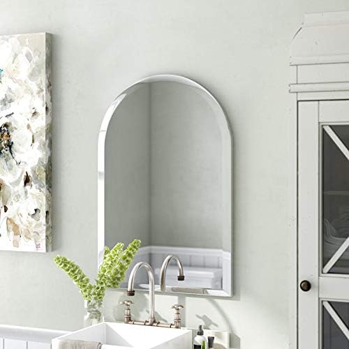 Image of Art Street Frameless Beveled Glass Wall Mirror for Bathroom, Curved Wall Mirror for Home, (Size - 23 x 18 Inches)