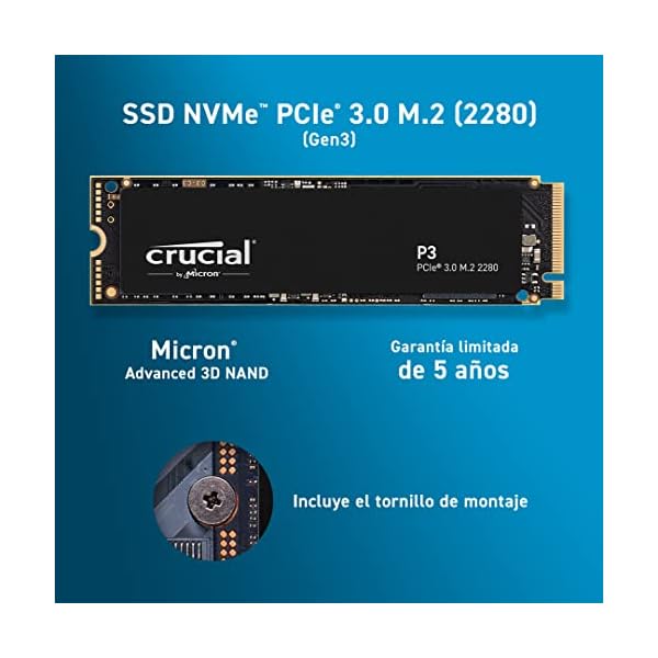Crucial P3 500GB M.2 PCIe Gen3 SSD Hasta 3500MB/s - Image 3