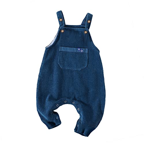 Volunboy Unisex Baby Dinosaurier Latzhose, Kordsamt Verstellbare Ärmellose Strampler Overall(6-9 Monate,Blau,Größe 73)