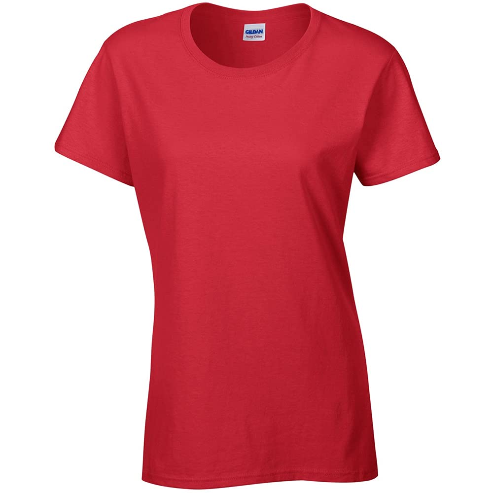 Gildan (L, ) Ladies/Womens Heavy Cotton Missy Fit Short Sleeve T-Shirt Red