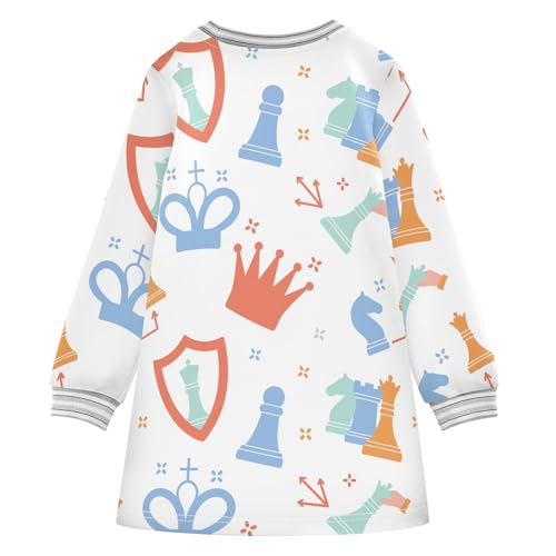 Chess Color Girls Dresses Long Sleeve Sweatshirt Dress for Girls Winter Toddler Casual A Line Dresses Size 2-8T2