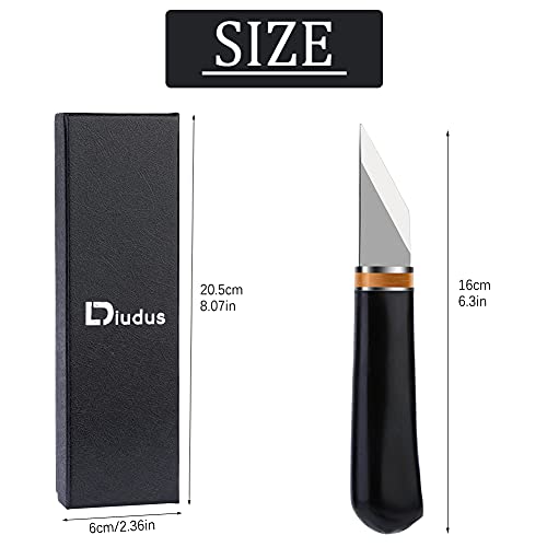 Leather Skiving Knife, Pointed Skiving Cutting Knife with Wooden Handle, Leather Skiver - with Exquisite Package for DIY Leathercraft