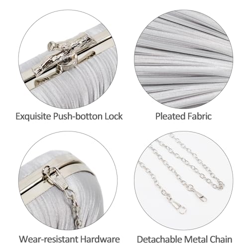 Image of Gold Clutch Purses for Women, Branch Clasp Pleated Evening Bag, Wedding Handbag for Prom, Cocktail & Formal Events