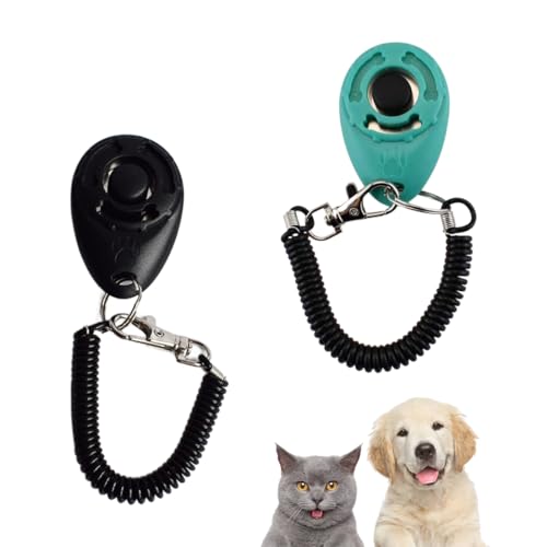 OSUWLSI para Adiestramiento Perro, [2 Piezas] [Nueva Versión] Training Clicker Multicolor con Correa para Mascotas, Perros, Gatos y Caballos