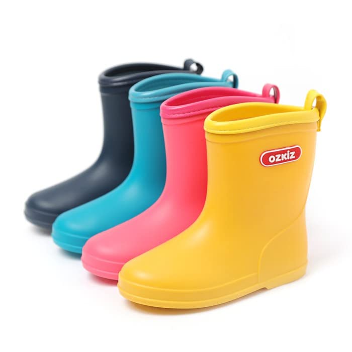 Ozkiz Toddler Girls Boys Rain Boots Plain PVC Light Pink Blue Navy Yellow2