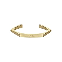 Armani Exchange Bracciale aperto in acciaio inossidabile da uomo, Oro al miele