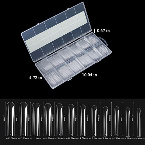 Cycullinyt Long Square Acrylic Fake Clear Nail Tips Set, 240Pcs Full Cover Artificial False Nails Tips Kit Press On Nails, 12 Sizes French Nail Tips For Diy Nails Salon At Home #TOP3
