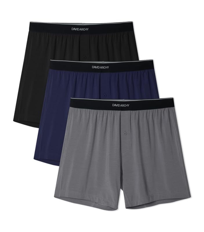 DAVID ARCHY Boxer da Uomo Pantaloncini da Uomo Larghi in Modal Ultrafine Set di Boxer da Uomo Morbidi e Traspiranti