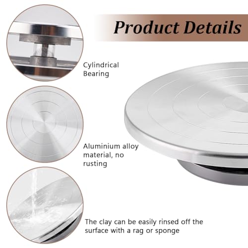 UNICRAFTALE 19.6cm Aluminum Alloy Ceramic Turntables Rotate Turntable Sculpting Wheel Revolving Turntable Ceramics Stand with Ball Bearings Accessories Decorating Ceramics Model Making - Image 4