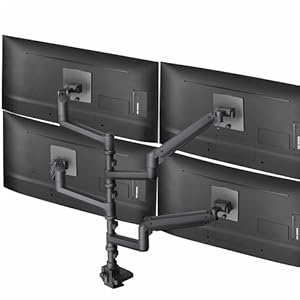 VIVO Pneumatische arm Quad Ultrawide Monitor Extra Hoge Bureaubevestiging voor maximaal 49" schermen Individuele armcapaciteit, Max 38" schermen voor 4 Ultra Wides tot 45 LB, zwart, STAND-V400D