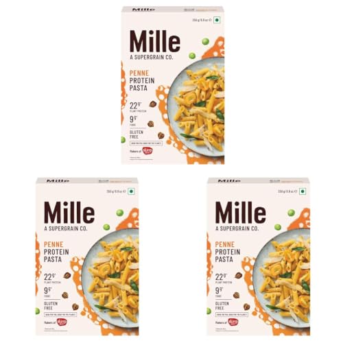 Image of Mille High Protein Penne Pasta | Gluten Free | No Maida | 1.8X Plant Protein | 250Gms (Pack of 3)