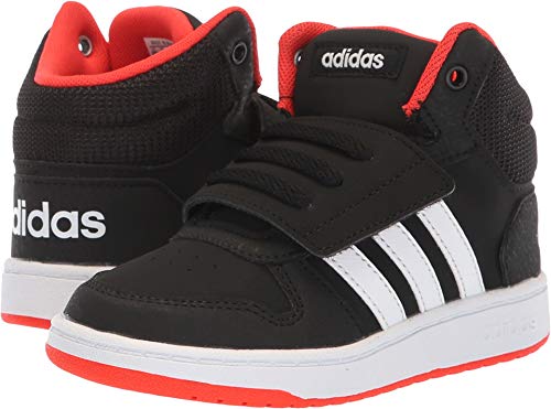 adidas Hoops Mid 2.0 Basketball Shoe, Black/White/red, 5 US Unisex Little Kid2