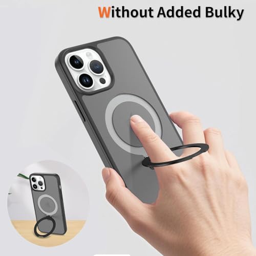 Image of Magnetic for iPhone 14 Pro Max Case, 6.7 inch, Compatible with MagSafe, Rugged Kickstand, Not-Yellowing Military-Grade Protection, Matte Black