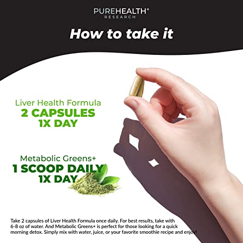 Greens Superfood Powder And Liver Vitamin Formula Bundle - Your Body Detox & Cleanse Process With Plenty Of Nutrients And Extracts #TOP5