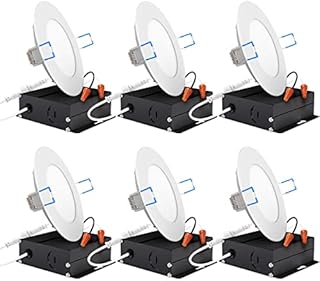 Sunco Lighting 4 Inch Ultra Thin LED Recessed Ceiling Lights Slim, 5000K Daylight, Dimmable 10W=60W, 650 LM, Smooth Trim Damp Rated, Canless Wafer Thin with Junction Box - ETL & Energy Star 6 Pack
