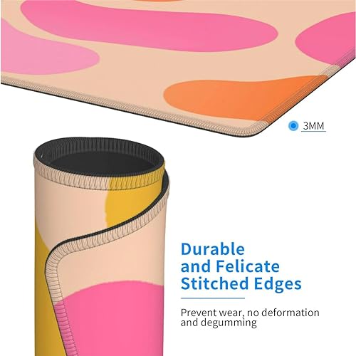 Image of Printed Gaming Mousepad - Premium Stitched Edges, Smooth Surface,Size 11x23 inches, Non-Slip Rubber Base - Ideal for Office & Gaming Setup (Pink Desk)