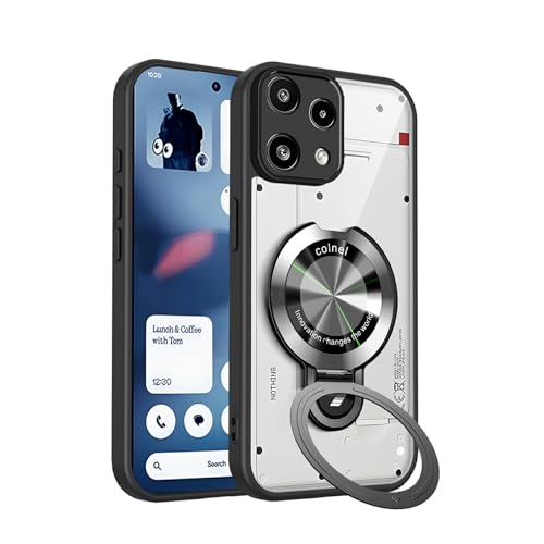 Phone (3a) Lite �X�}�z�p�̃N���A�P�[�X �l�C �t�H��3a ���C�g �X�^���h�@�\�t�� �w�ʃJ�o�[ CASE �����K���X�t�B���� ���܂��t��(�u���b�N)