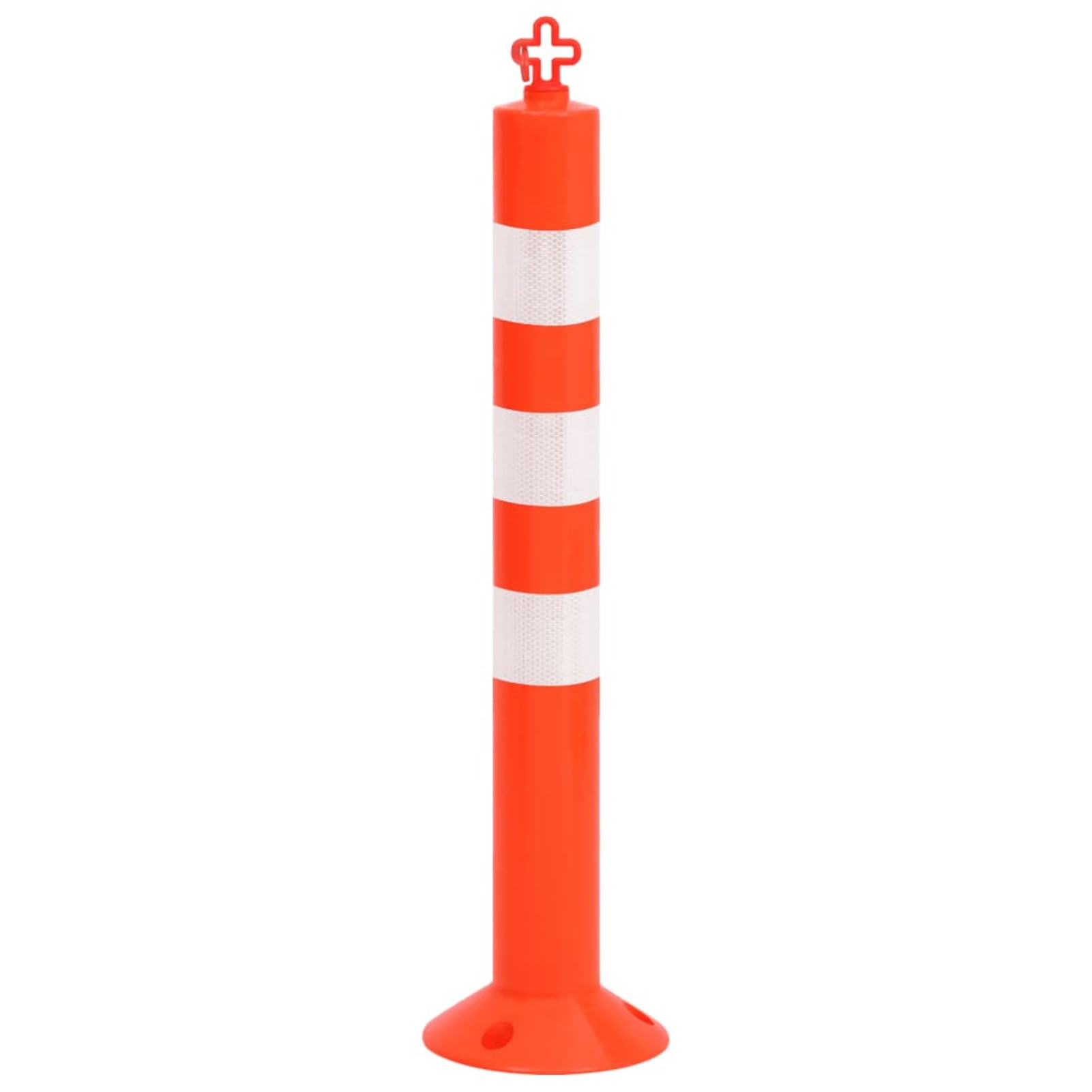 Homgoday Bolardos de Control de Tráfico con Cadena Reflectante - 10 Unidades, Rojo y Plateado, 75 cm de Altura