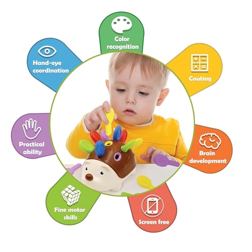 Image of Kidology Hedgehog Peg Board Game Puzzle for Kids Age 18+ Months | Educational and Learning Toys for Toddlers | Preschool, Fine Motor and Sensory Play Games | Ideal for Gifting