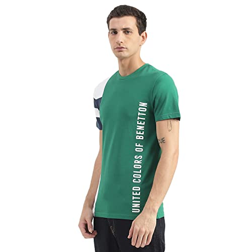 Image of UNITED COLORS OF BENETTON Men's Cotton Printed Regular Fit T-Shirt
