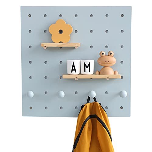 Soporte cuadrado de madera para tablero perforado para habitación/dormitorio/estudio de niños, organizador de almacenamiento de pared modular moderno y resistente, 60x60 cm (color: azul) Times