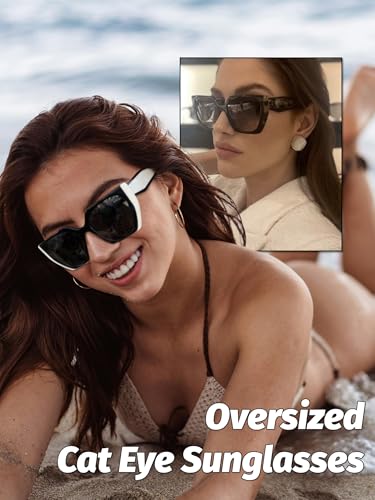 JiSoo Oversized Cat Eye Sunglasses for Women, Big Sunglasses for Women Oversized, Trendy Square Cateye Sun Glasses3