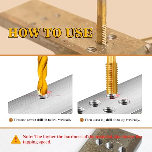 Image of 3-56 UNF Tap and #45 Drill Bit Kit, M2 HSS Drill and Tap Set, Combination of Drill and Tap Kit for Metal