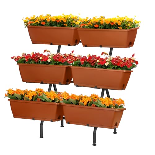 HEOMU 3 Tier Vertical Garden Planter with 6 Boxes, Vertical Raised...