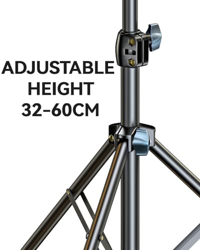 Gwezmxs Beamer Ständer Höhenverstellbar 32-60cm, Beamer Stativ 1/4 Gewinde, Schwarz Projektorständer mit 360° Drehbarem Kugel