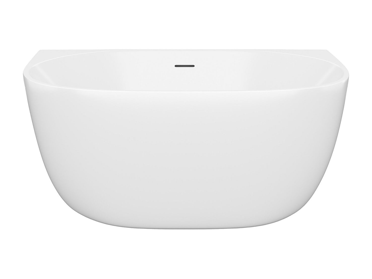 Vente-unique -Bañera semi independiente - 167 l - Acrílico - 130 x 72 x 58 cm - Blanco - AMOSARI