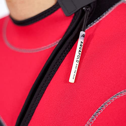 Aqua Polo Manta Ray Wetsuit For Men | Scuba Diving | 3 Mm Sc Neoprene | 4-Way Super Stretch | Neck Cuff Ankle Gaskets (Black/Red, Xl) #TOP3