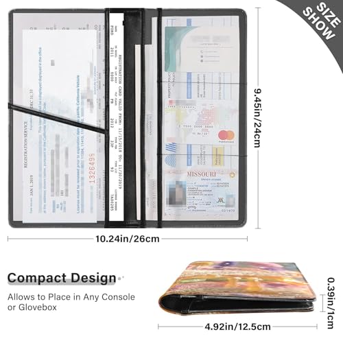 Car Registration and Insurance Holders Art Sandwich Print, PU Leather for License Documents Cards3