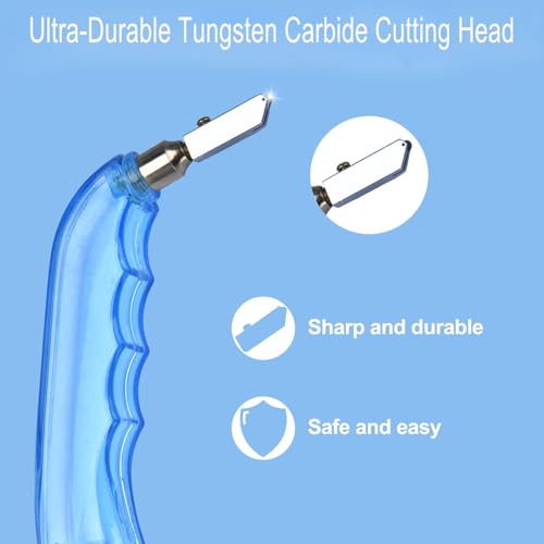 Comfylichi Pistol Grip Oil Feed Glass Cutter - 2 Pack Professional Glass Cutting Tool with Tungsten Cutter Heads and Oil Dripper, for 1-6mm Thick Stained Glass and Mirrors - Thumbnail 5
