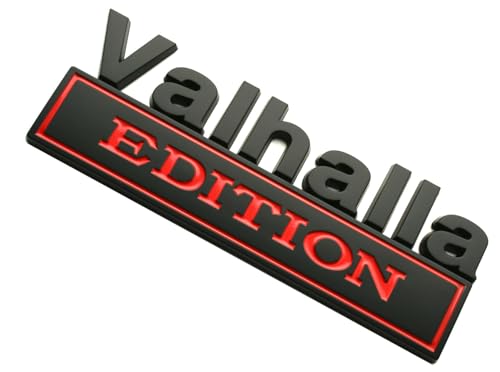 Image of 2pcs 7 inch Vikings Valhalla Edition Auto Emblems Truck Badge 3D Car Bumper Sticker Valhalla Edition Badges Decals Replacement Universal SUV Side Rear Trunk Door Viking Seasons (2, Red Black)