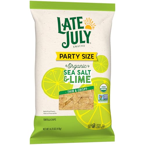 Image of Late July Sea Salt & Lime Organic Tortilla Chips, 14.75 Oz Bag (Pack of 2)