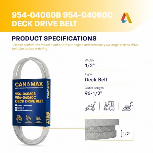 Image of Canamax 954-04060B 954-04060C Deck Drive Belt - Aramid Cord 96.5 inch - for 42 inch Deck MTD Troy Bilt 954-04060 754-04060B 754-04060C Craftsman Cub Cadet LT1042 LTX1040 LTX1042 John Deere Lawn Tractor Mowers