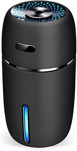 Humidificador USB para automóvil, 6.8 fl oz, mini humidificadores portátiles con luz nocturna LED de 7 colores, funcionamiento silencioso, modos de