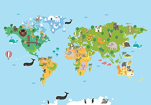 WallArena - Mapa tapety winylowej - V12 (460 x 300 cm) 5 sztuk tapety do salonu i sypialni - - Tapety - pokrycie ścian - ściana z funkcjami i ściana ze zdjęciami - świat