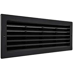 Ventilador Empotrado La Ventilazione PR3713N Rejilla de ventilación rectangular de plástico negro empotrada con malla antinsectos. Dimensiones: 370 x 130 mm, 370x130 mm