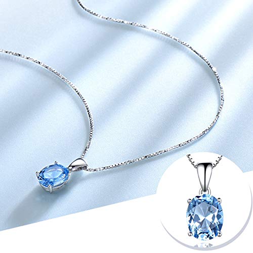 Collier de mariage en argent 925 avec pendentif topaze bleu clair - 4