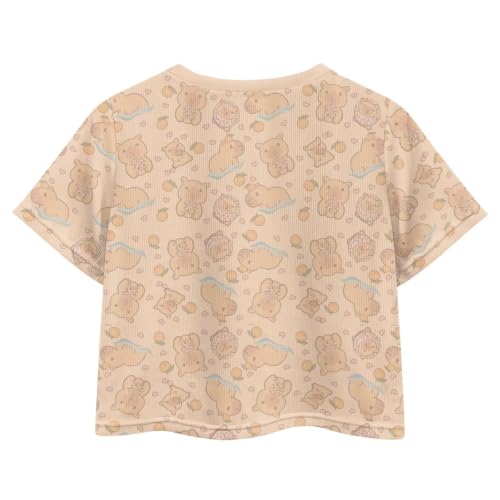Image of Cute Crop Tops for Girls Short Sleeve Summer T Shirts Fashion Graphic Tees Crew Neck Pullover Tee 5-14 Years