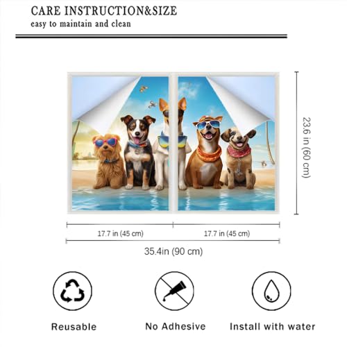 Vinilo adhesivo para ventana estampado perros 2 piezas miniatura 2