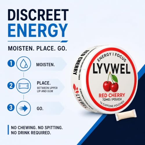 Image of LyvWel 72mg Caffeine Pouches, Pink Lemonade, 5-Pack, 80 Count