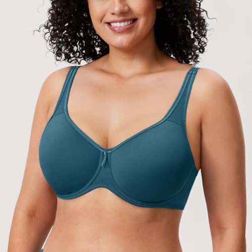 Image of DELIMIRA Women's Seamless Tshirt Plus Size Bras | Full Coverage, Underwire, Lightly Lined, Up to F