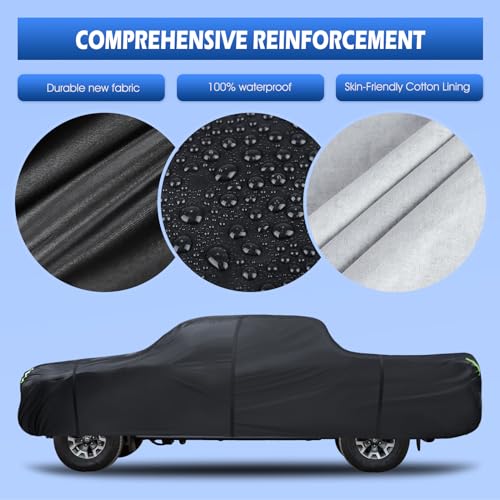 Image of Truck Cover Waterproof All Weather, 6 Layers Pickup Cover Fit for Ford Ranger, Toyota Tacoma, Colorado, Nissan Frontier, See Size Chart (T1 Fit Truck Length Up to 220 inch)